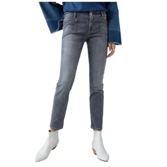 Closed Gray Italian Made Pedal-X 1720 Candiani Crop Ankle Jean